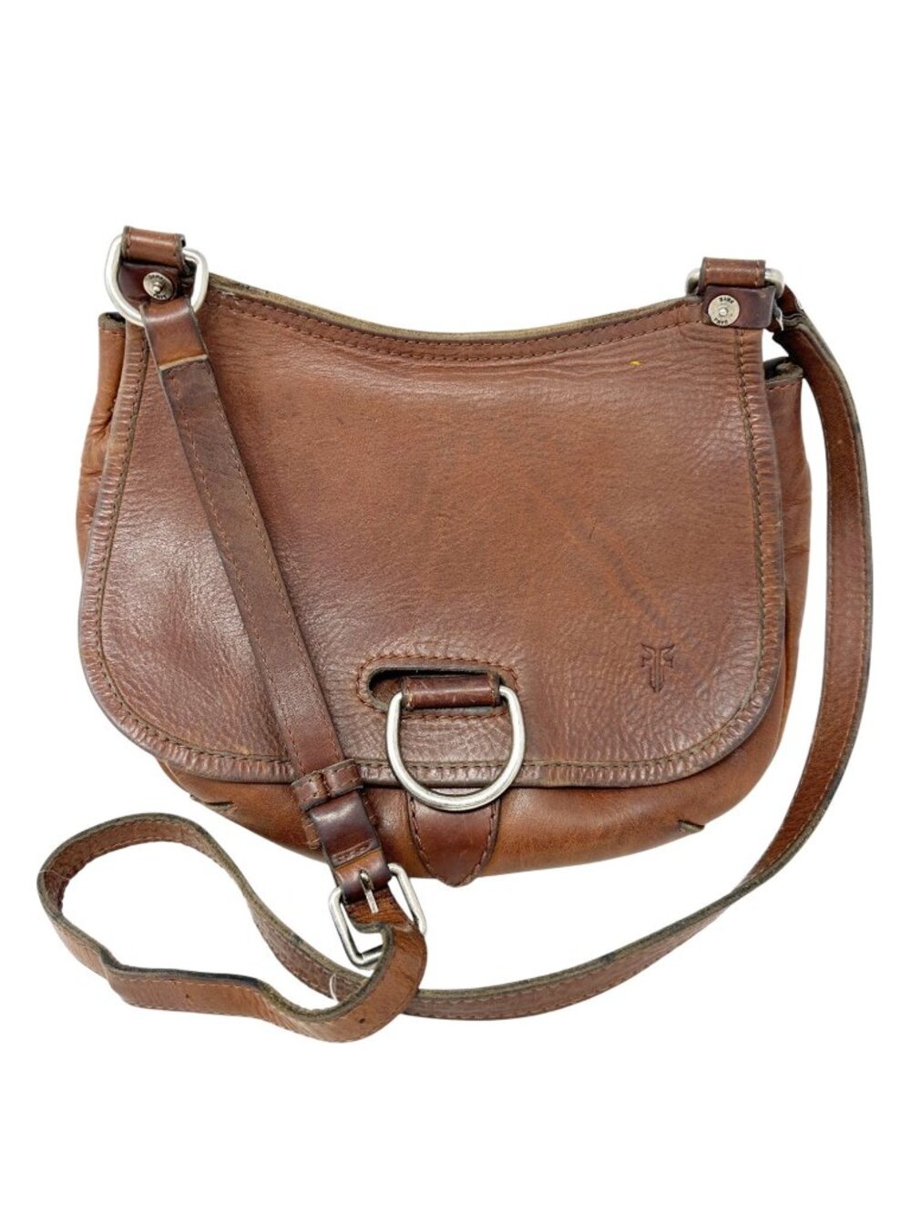 Frye Lucy Leather Saddle Crossbody Bag Made In Mexico Cognac Brown Boho